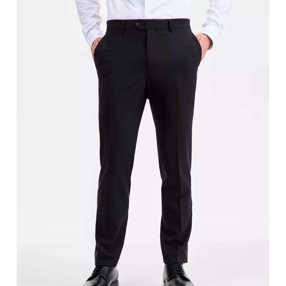 Original Penguin Men's 34x34 Black Dress Pants Wool Blend Flat Front Slacks